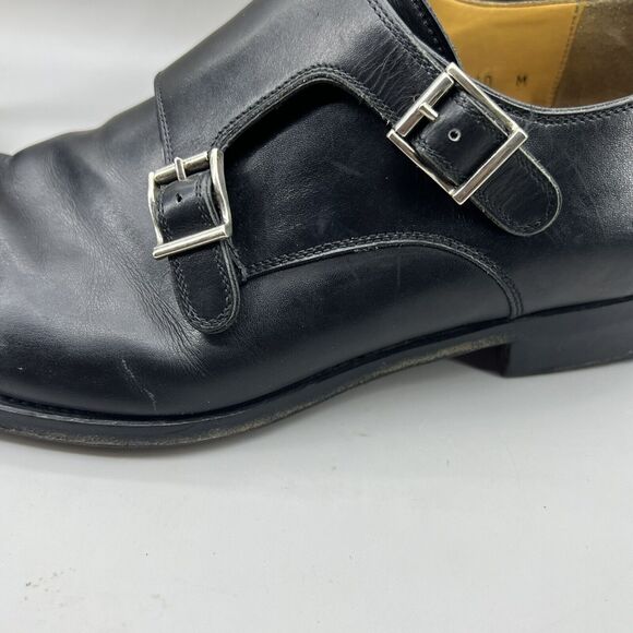Magnanni Miro‎ Double Monk Strap Shoes Men Size 10 M Black Leather Low Top Dress
